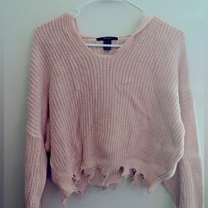 Forever 21 Cropped distressed hooded sweater